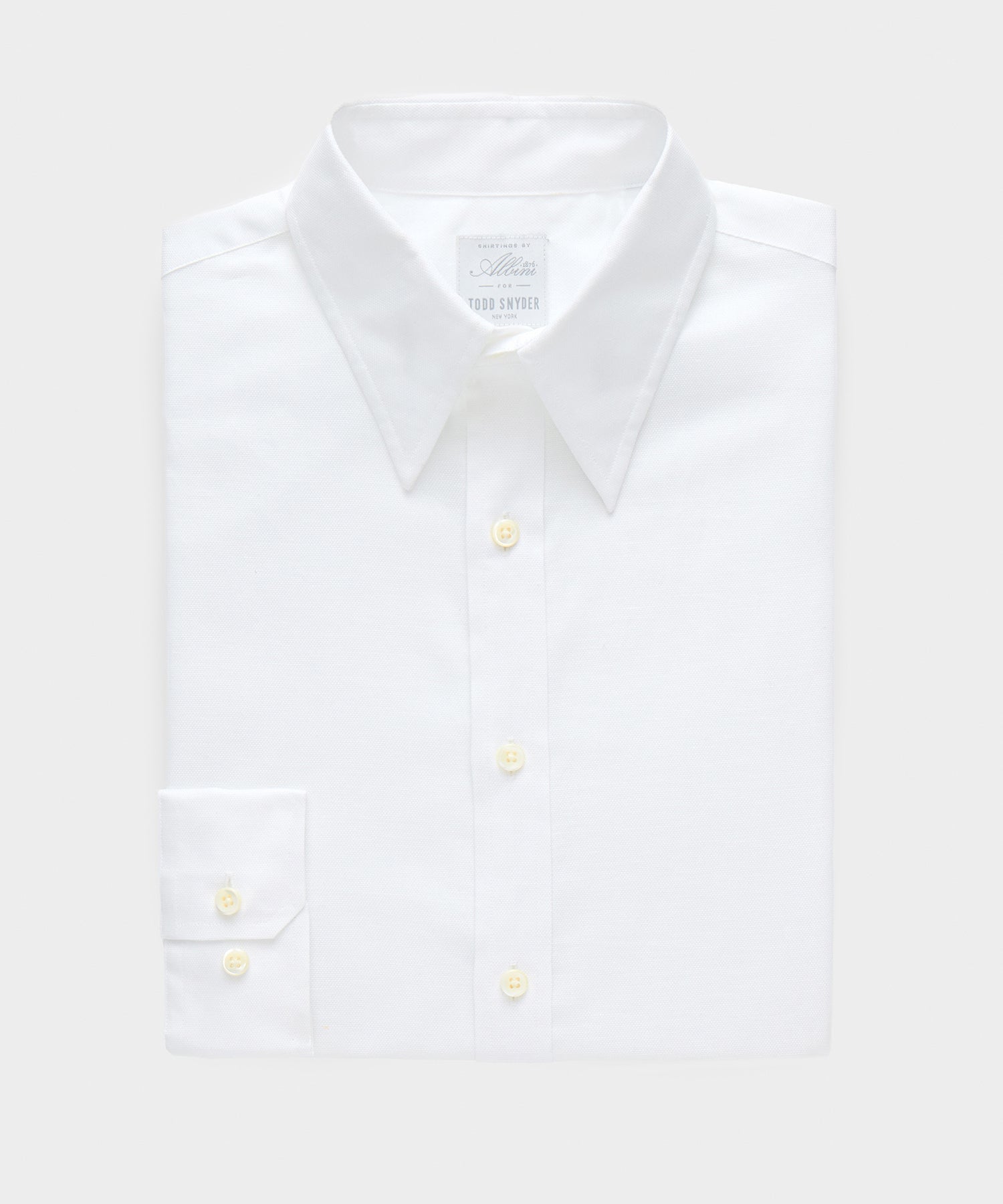 Todd Snyder Italian Cotton-Linen Long Point Collar Dress Shirt in White White