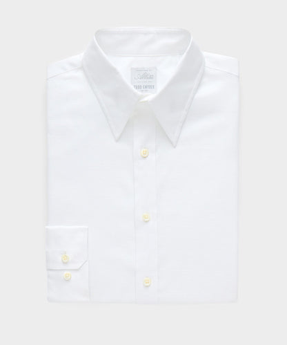 Todd Snyder Italian Cotton-Linen Long Point Collar Dress Shirt in White White