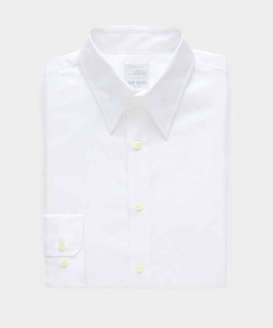 Todd Snyder Italian Cotton-Linen Long Point Collar Dress Shirt in White White