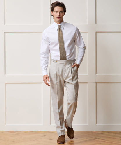 Todd Snyder Italian Cotton-Linen Long Point Collar Dress Shirt in White White
