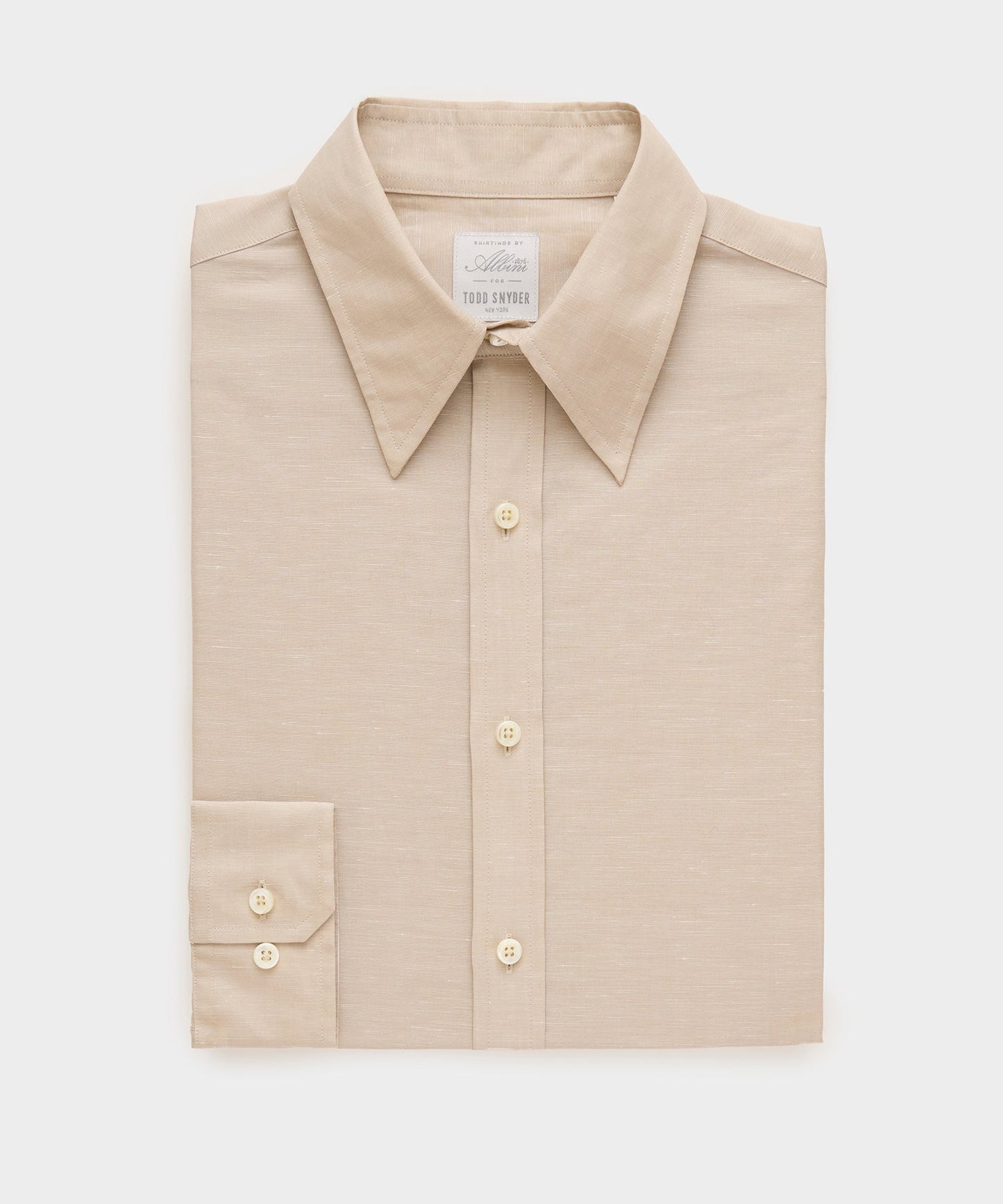 Todd Snyder Italian Cotton-Linen Long Point Collar Dress Shirt in Beige Beige