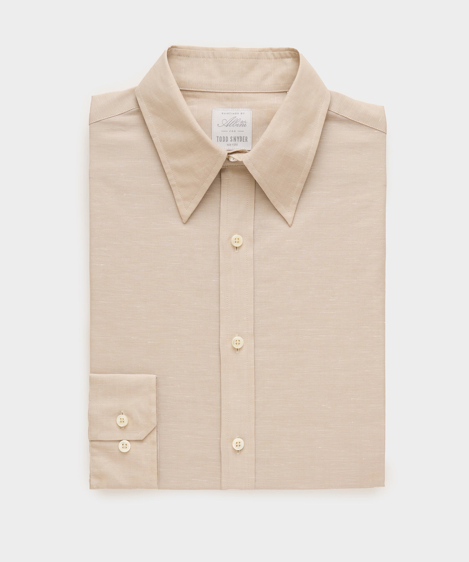 Todd Snyder Italian Cotton-Linen Long Point Collar Dress Shirt in Beige Beige