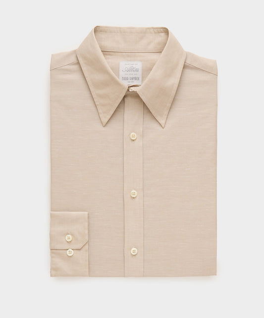 Todd Snyder Italian Cotton-Linen Long Point Collar Dress Shirt in Beige Beige