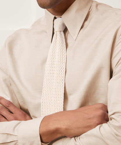 Todd Snyder Italian Cotton-Linen Long Point Collar Dress Shirt in Beige Beige