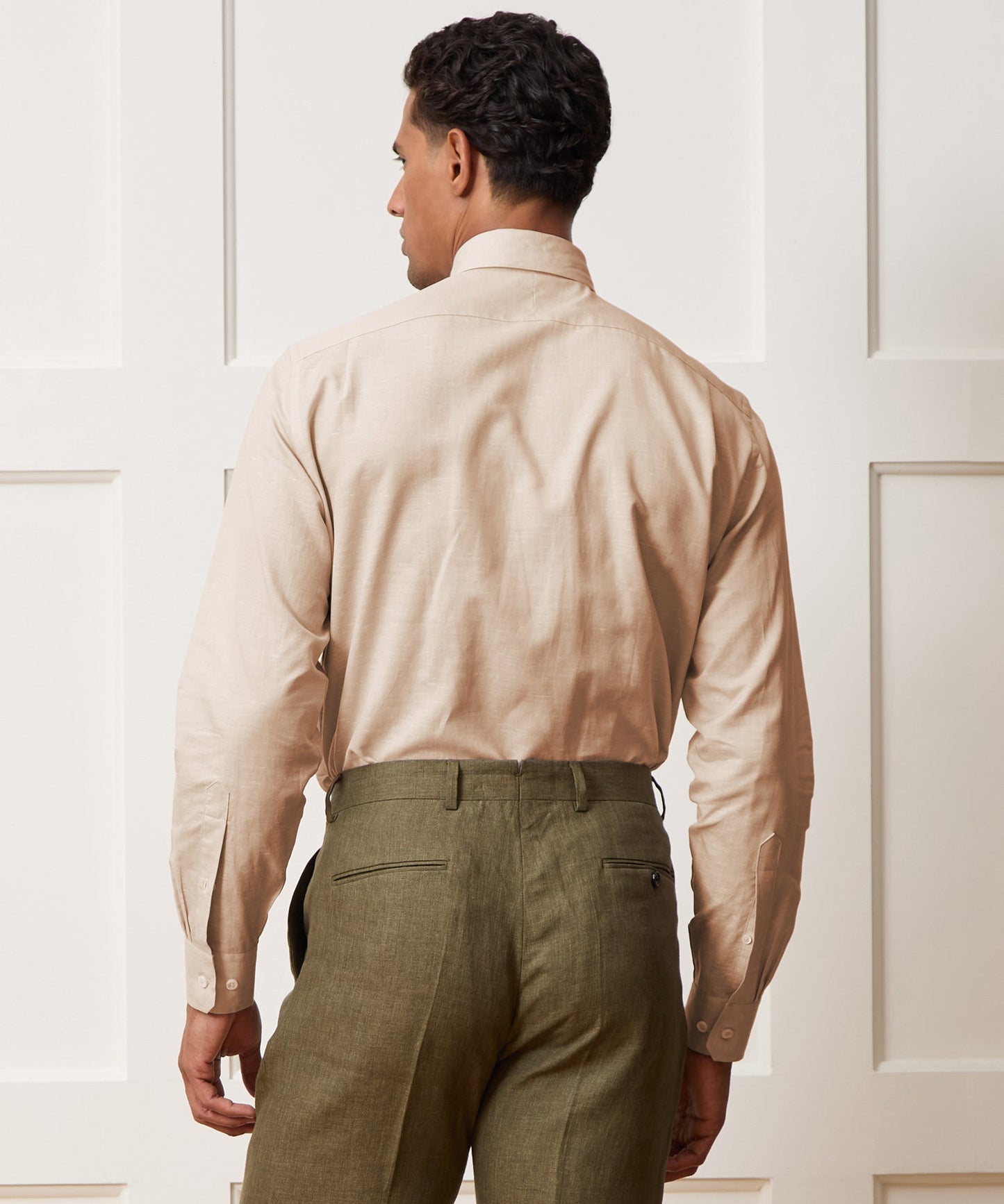 Todd Snyder Italian Cotton-Linen Long Point Collar Dress Shirt in Beige Beige