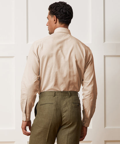 Todd Snyder Italian Cotton-Linen Long Point Collar Dress Shirt in Beige Beige