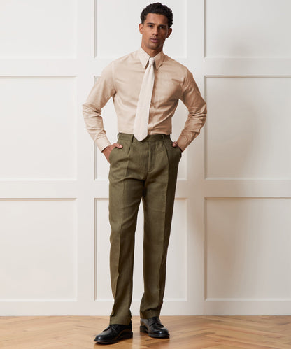Todd Snyder Italian Cotton-Linen Long Point Collar Dress Shirt in Beige Beige