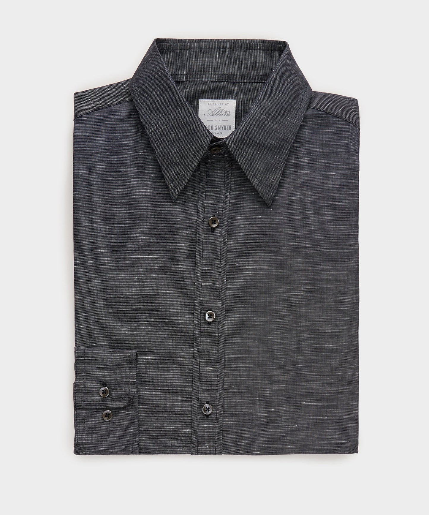 Todd Snyder Italian Cotton-Linen Long Point Collar Dress Shirt in Black Black
