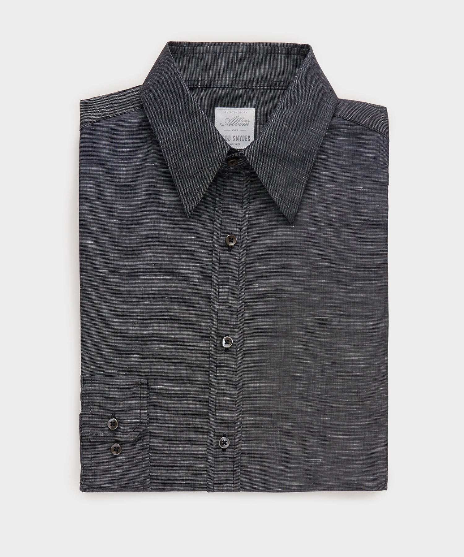 Todd Snyder Italian Cotton-Linen Long Point Collar Dress Shirt in Black Black