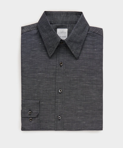 Todd Snyder Italian Cotton-Linen Long Point Collar Dress Shirt in Black Black