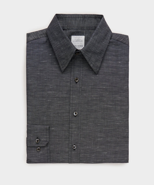 Todd Snyder Italian Cotton-Linen Long Point Collar Dress Shirt in Black Black