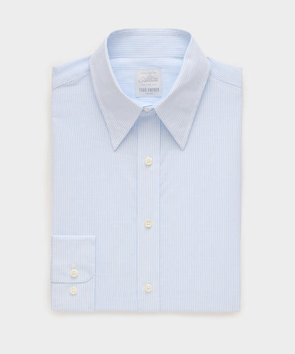 Todd Snyder Italian Cotton-Linen Long Point Collar Dress Shirt in Blue Stripe Blue