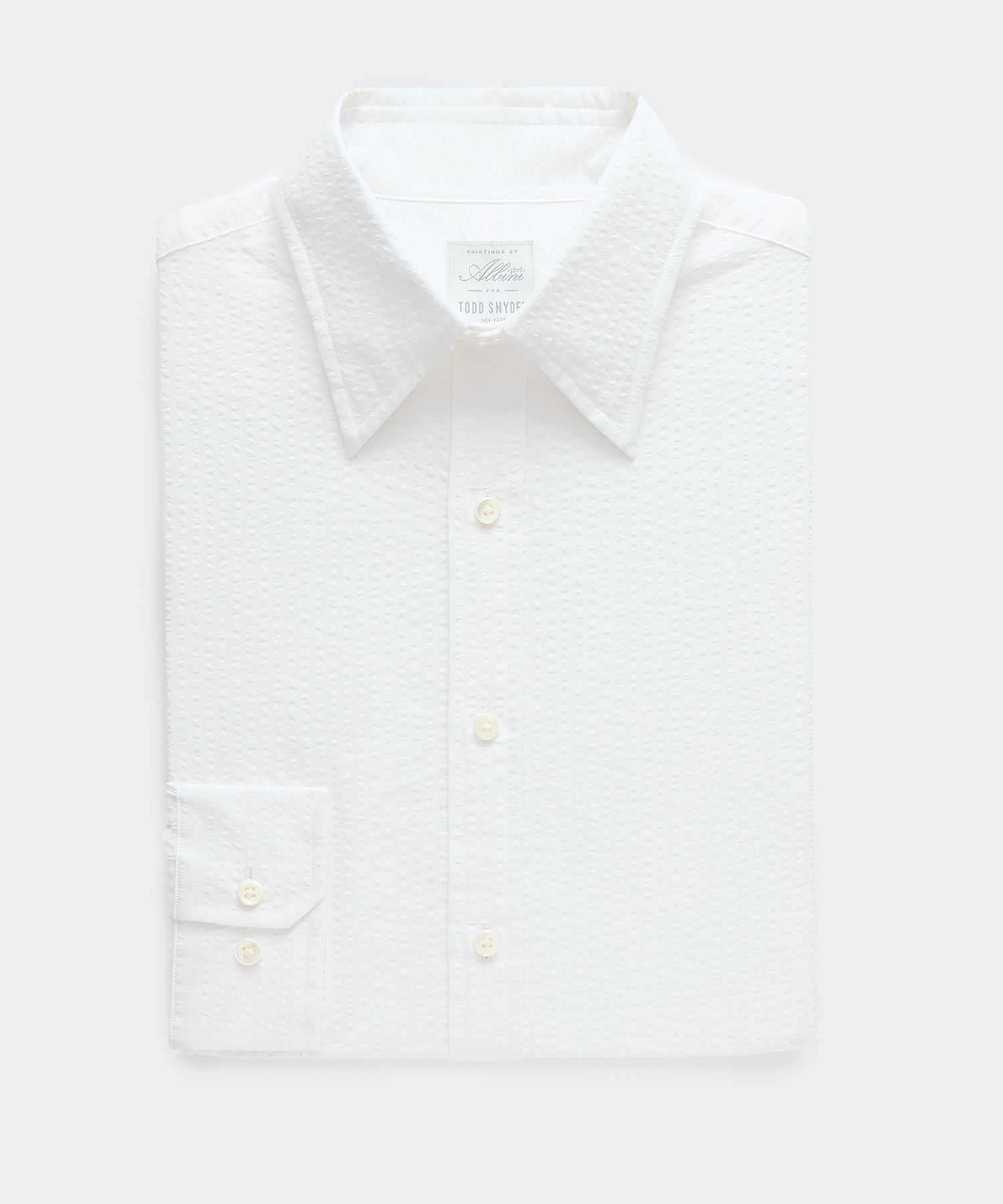 Todd Snyder Seersucker Long Point Collar Dress Shirt in White White