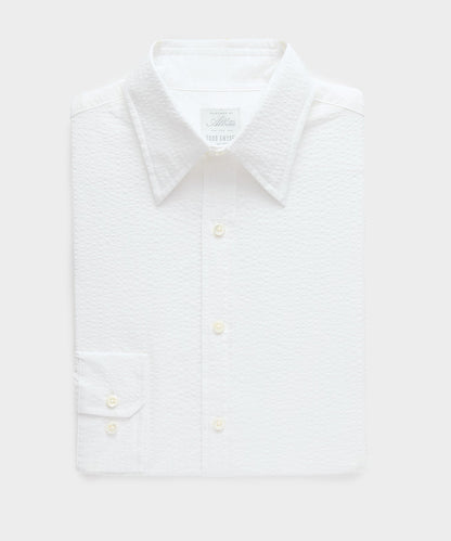 Todd Snyder Seersucker Long Point Collar Dress Shirt in White White