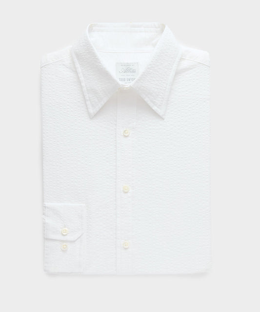 Todd Snyder Seersucker Long Point Collar Dress Shirt in White White
