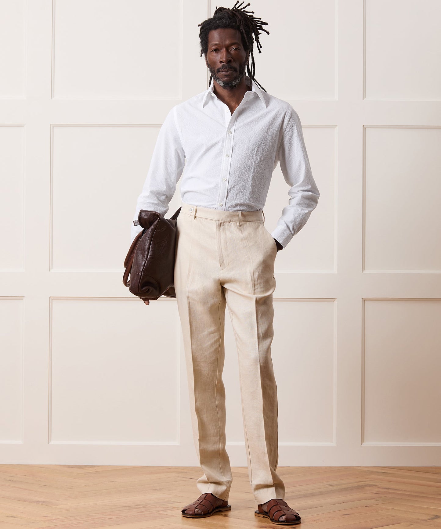 Todd Snyder Seersucker Long Point Collar Dress Shirt in White White