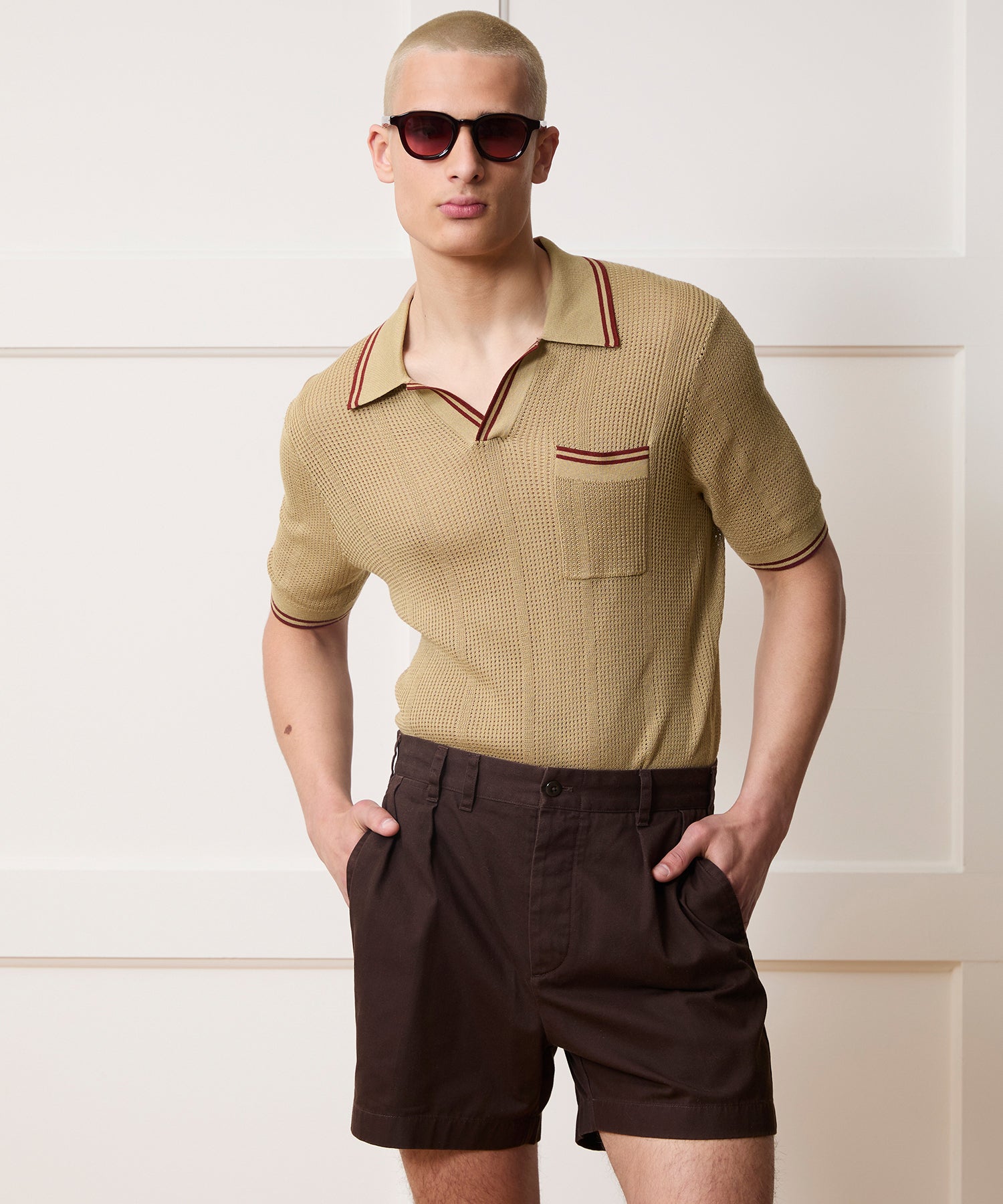 Todd Snyder Harbor Montauk Sweater Polo in Sand Sand