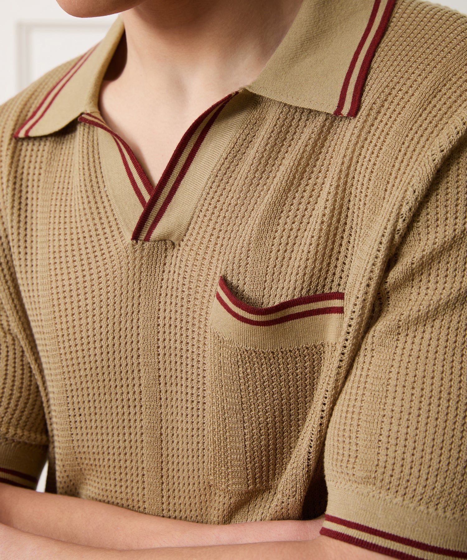 Todd Snyder Harbor Montauk Sweater Polo in Sand Sand