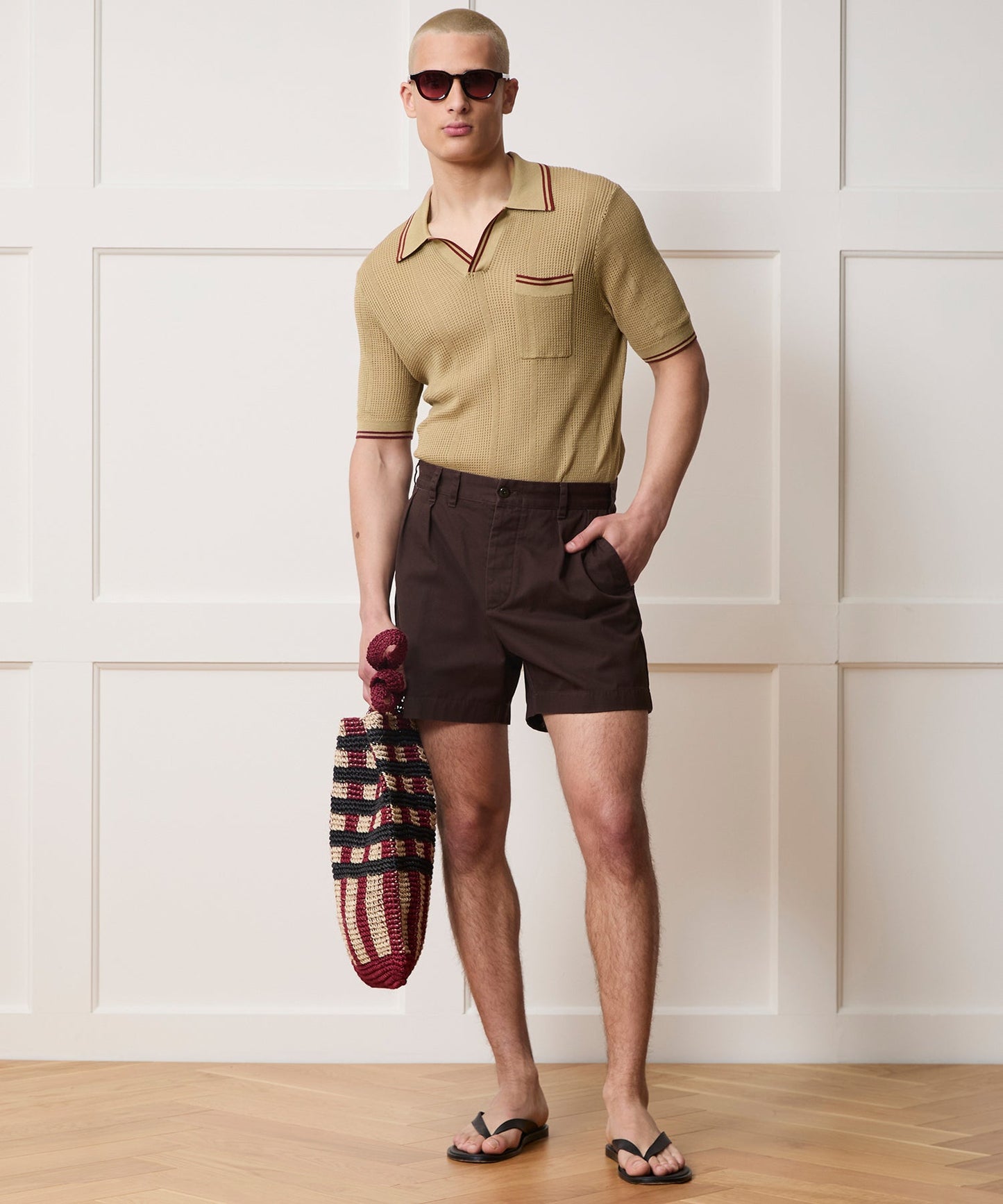 Todd Snyder Harbor Montauk Sweater Polo in Sand Sand