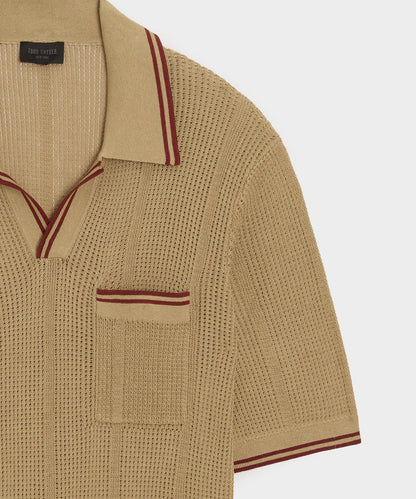 Todd Snyder Harbor Montauk Sweater Polo in Sand Sand