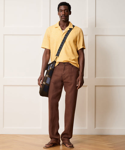 Todd Snyder Relaxed Microcheck Montauk Polo in Yellow Yellow