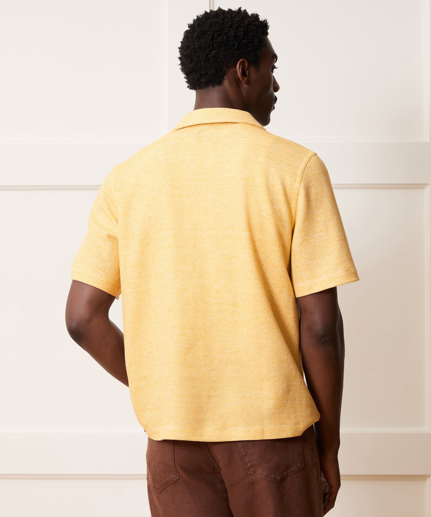Todd Snyder Relaxed Microcheck Montauk Polo in Yellow Yellow