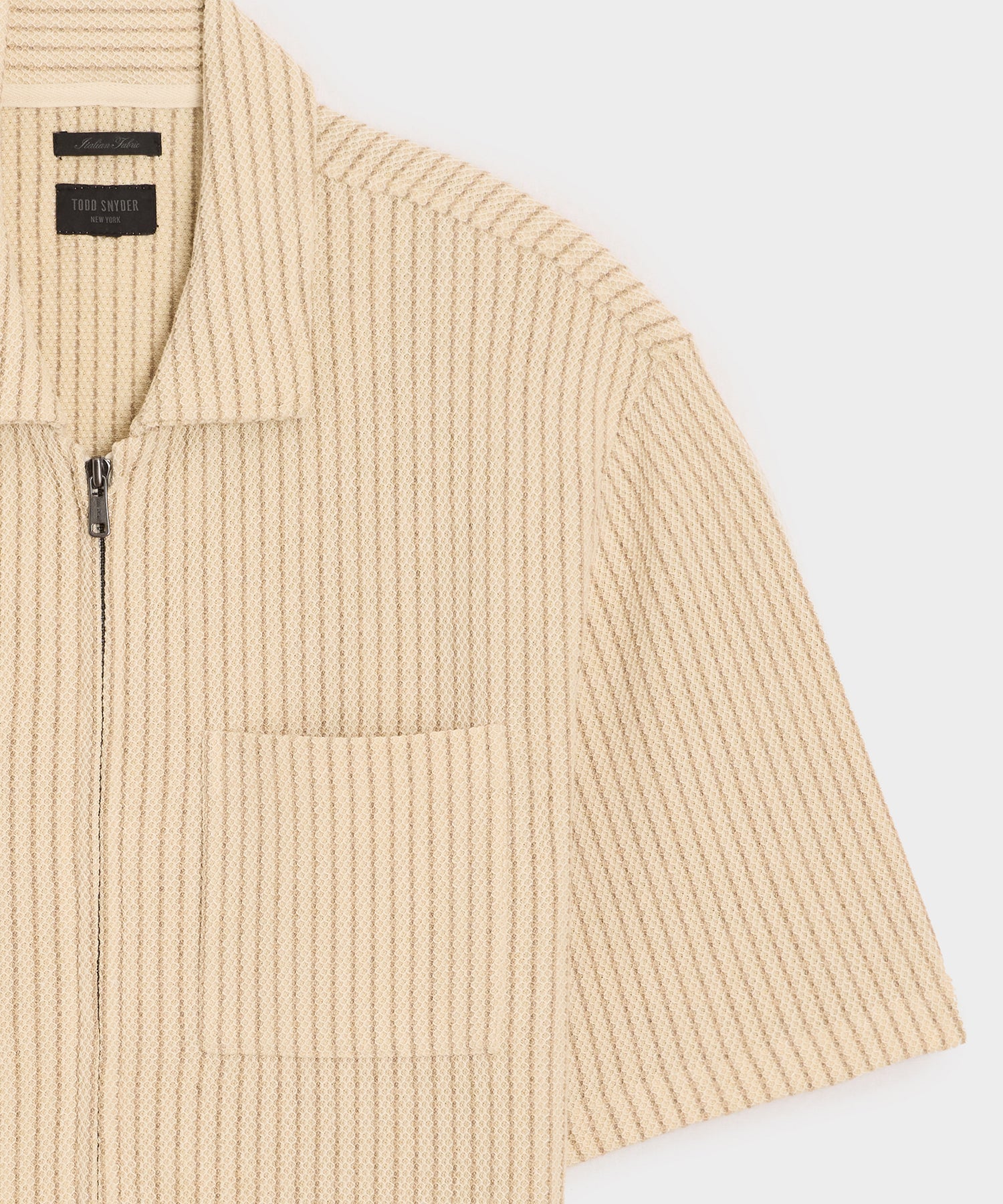 Todd Snyder Dune Zip-Up Polo in Tan Stripe Stripe Tan Stripe