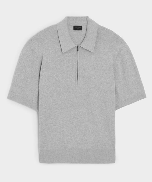 Todd Snyder Kent Quarter-Zip Sweater Polo in Heather Grey Heather Grey