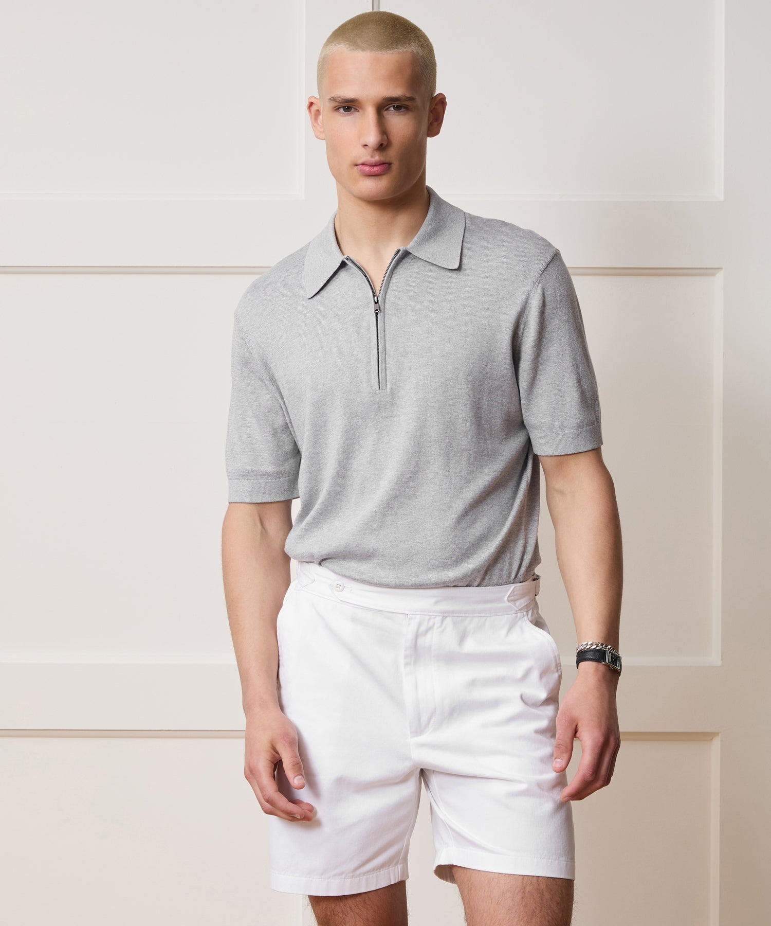 Todd Snyder Kent Quarter-Zip Sweater Polo in Heather Grey Heather Grey