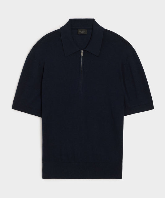 Todd Snyder Kent Quarter-Zip Sweater Polo in Navy Navy