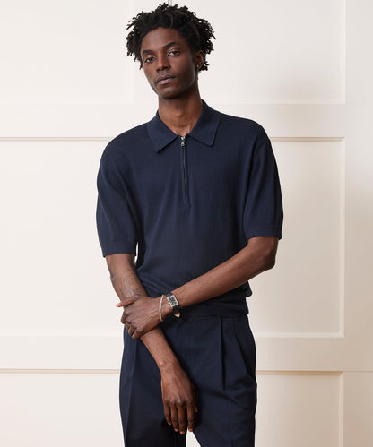 Todd Snyder Kent Quarter-Zip Sweater Polo in Navy Navy