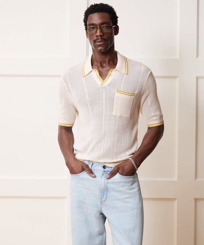 Todd Snyder Harbor Montauk Sweater Polo in Bisque Bisque
