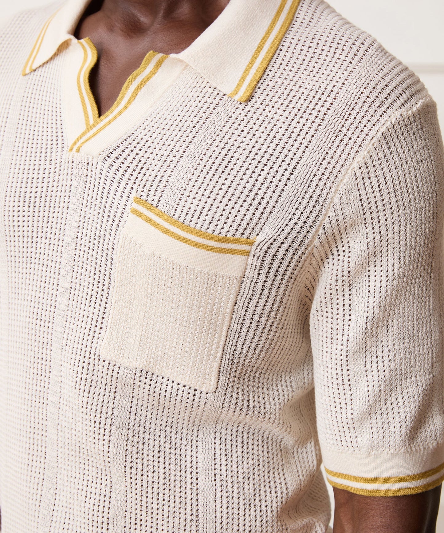 Todd Snyder Harbor Montauk Sweater Polo in Bisque Bisque