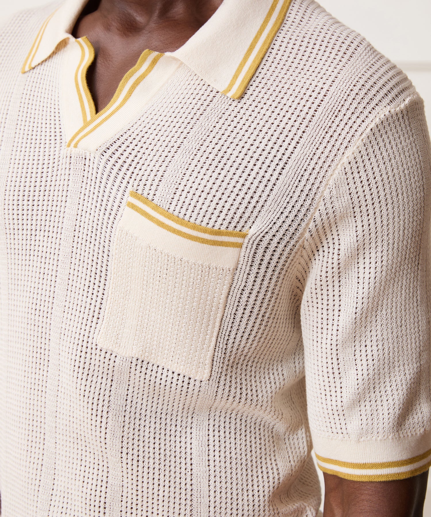 Todd Snyder Harbor Montauk Sweater Polo in Bisque Bisque