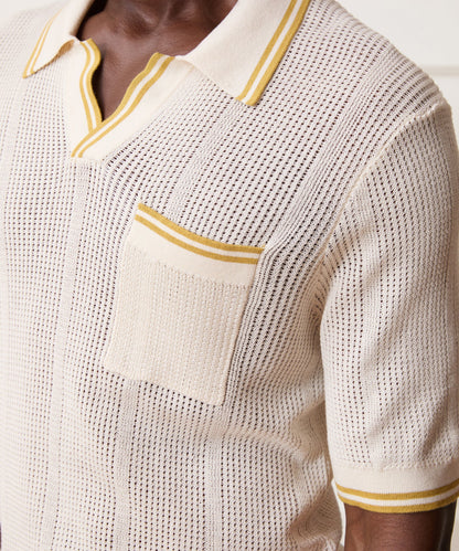 Todd Snyder Harbor Montauk Sweater Polo in Bisque Bisque