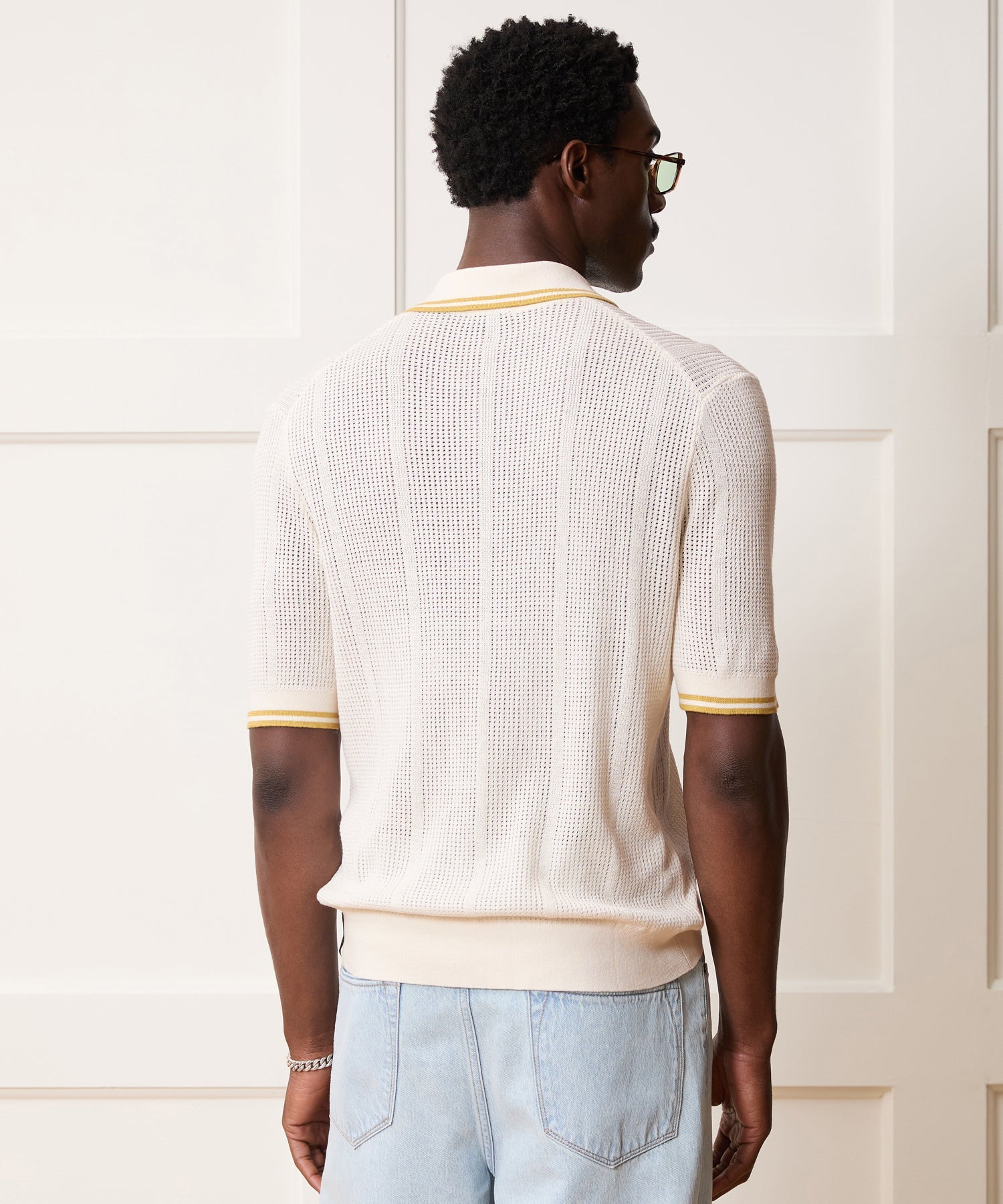 Todd Snyder Harbor Montauk Sweater Polo in Bisque Bisque