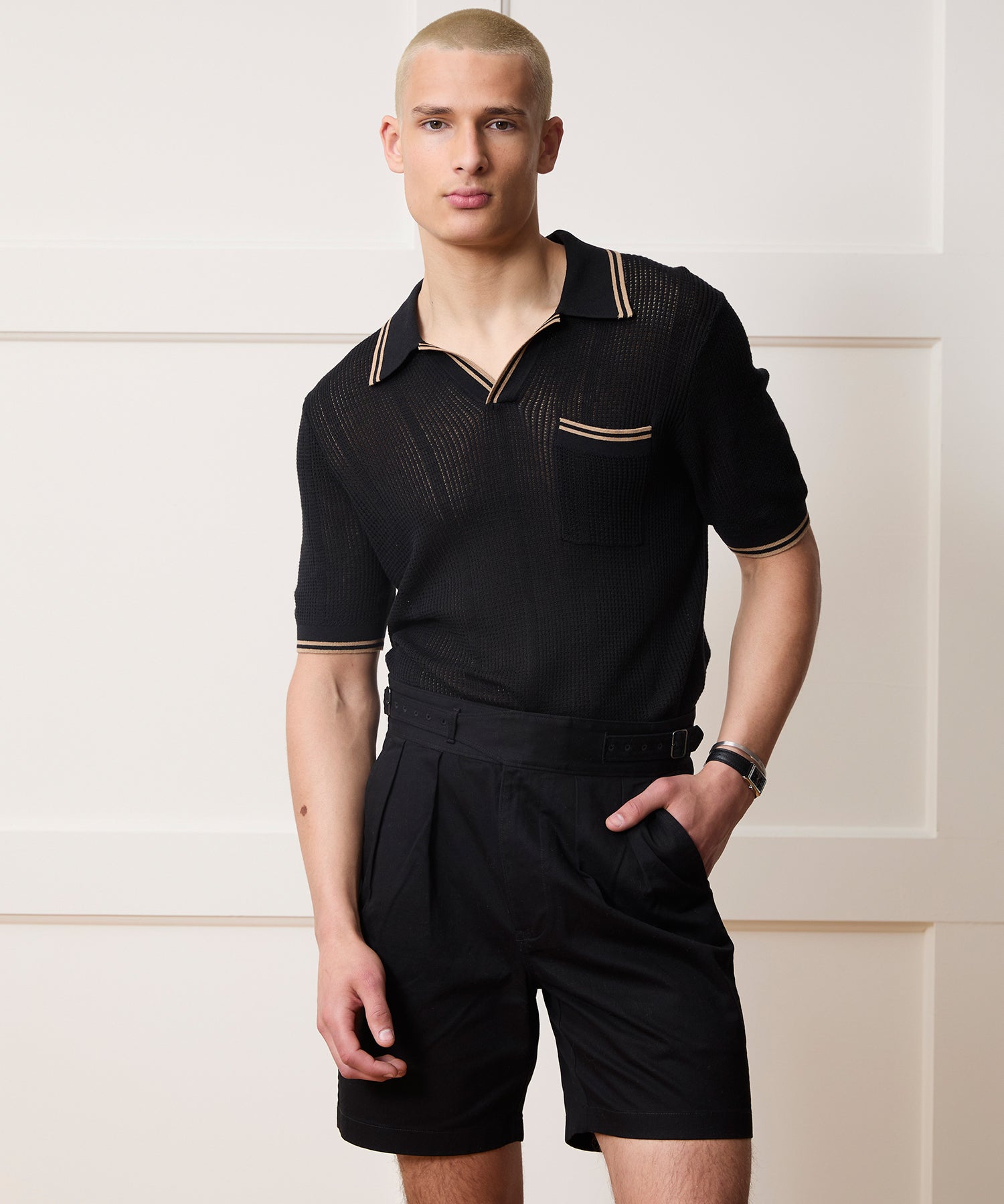 Todd Snyder Harbor Montauk Sweater Polo in Black Black