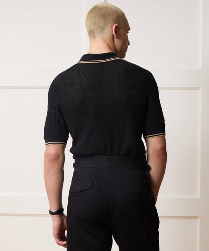 Todd Snyder Harbor Montauk Sweater Polo in Black Black