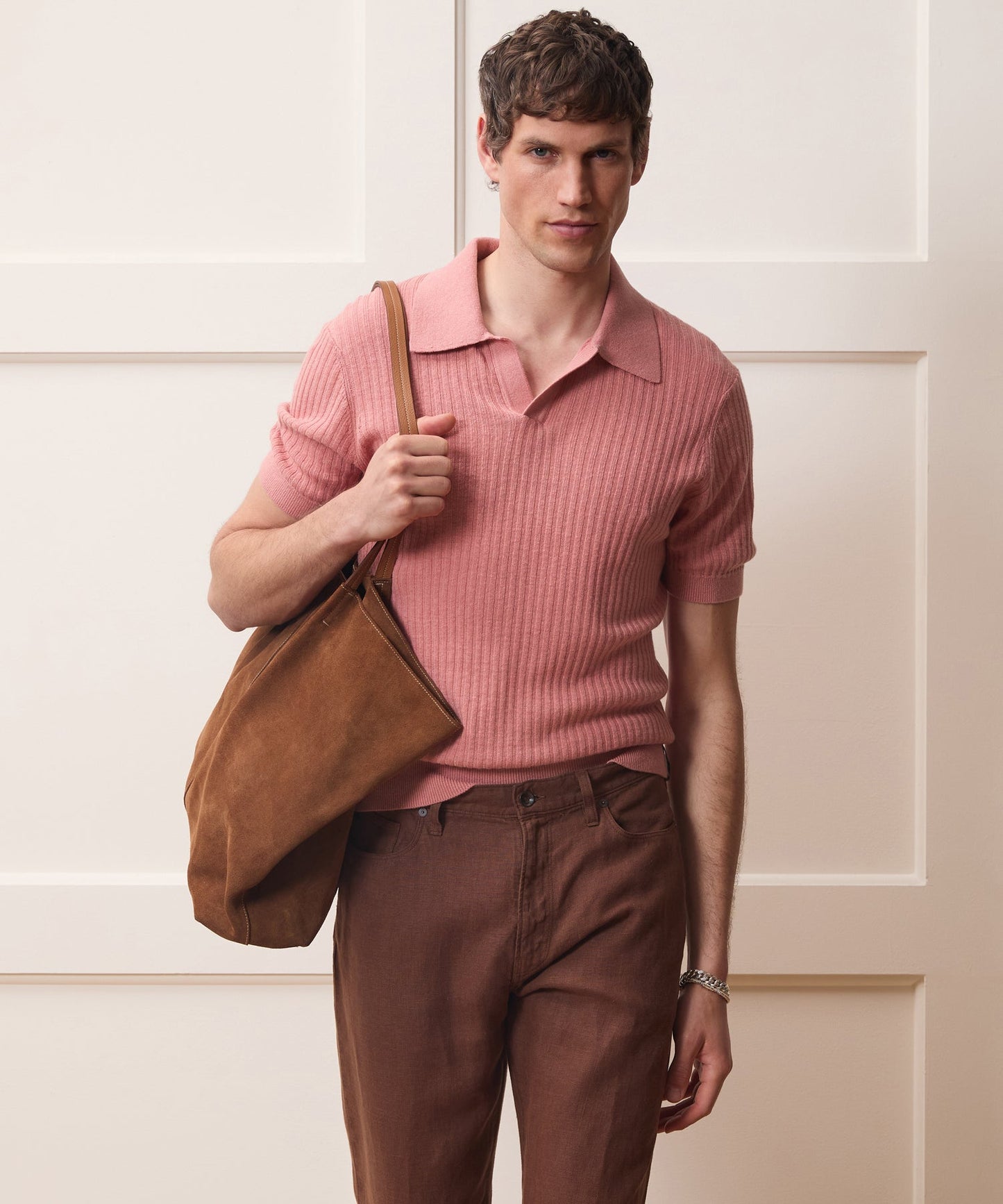 Todd Snyder Tide Montauk Sweater Polo in Ashen Blush Ashen Blush