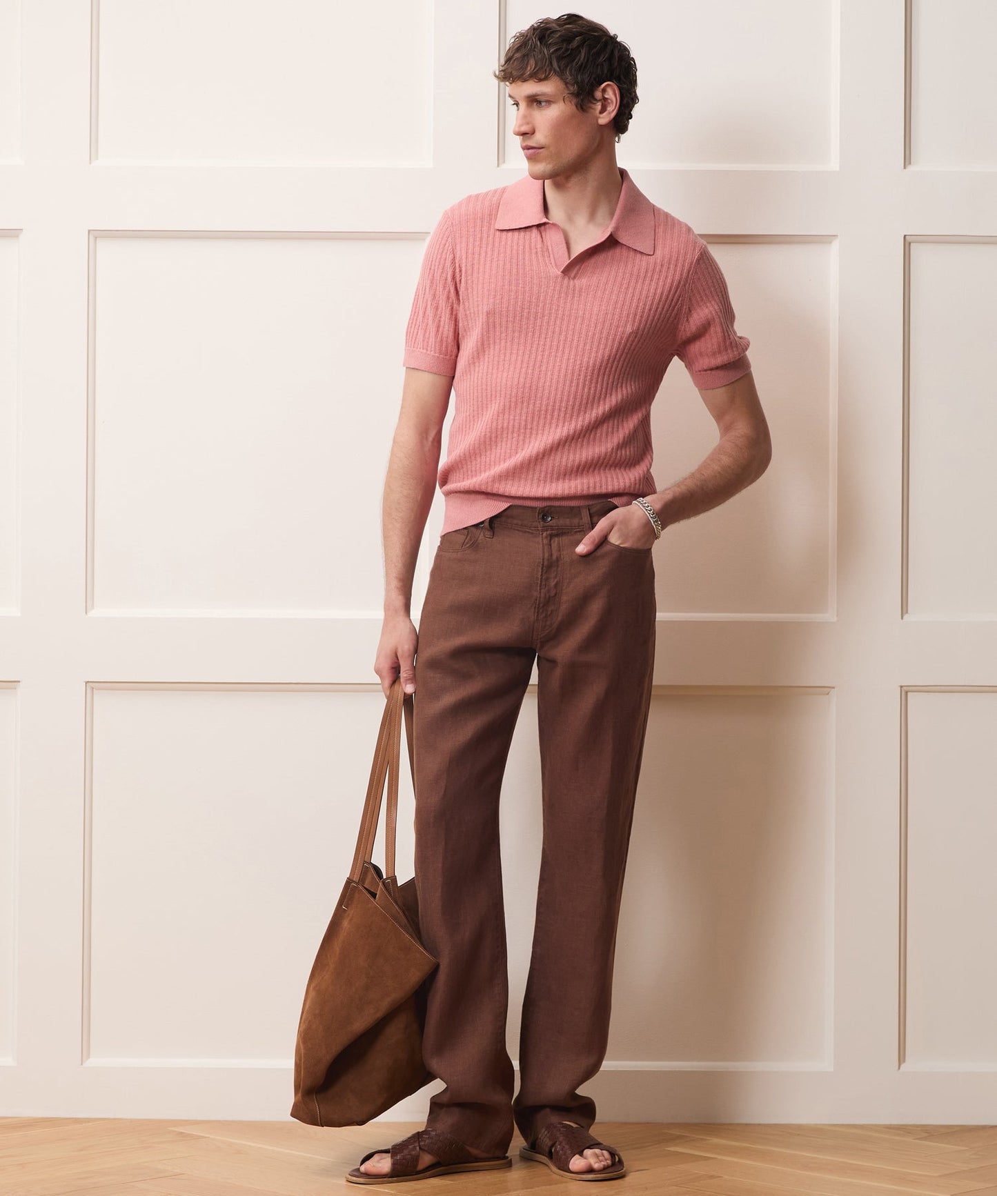 Todd Snyder Tide Montauk Sweater Polo in Ashen Blush Ashen Blush