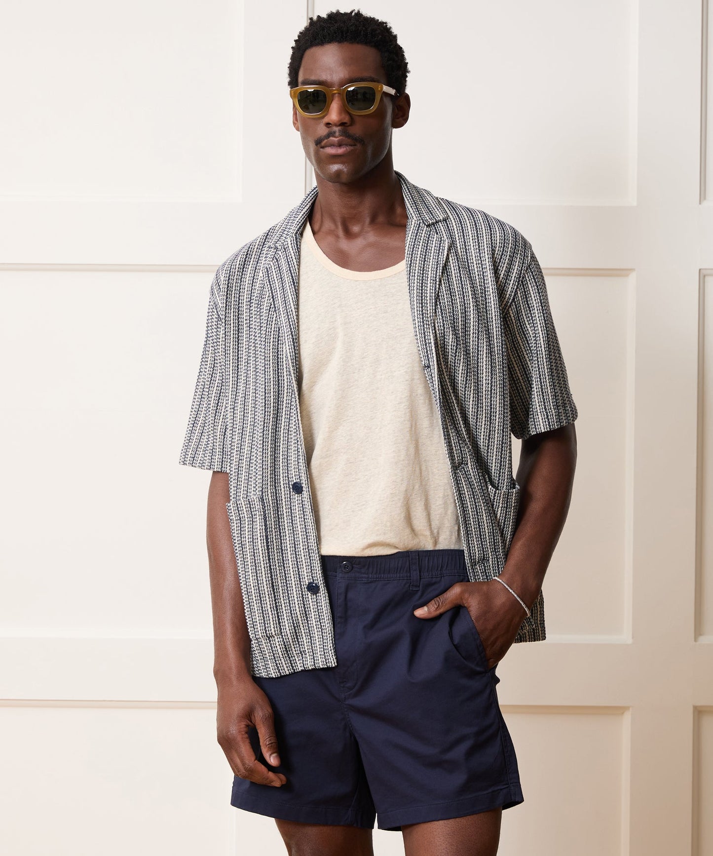 Todd Snyder Cabana Shirt in Navy Stripe Stripe Navy Stripe