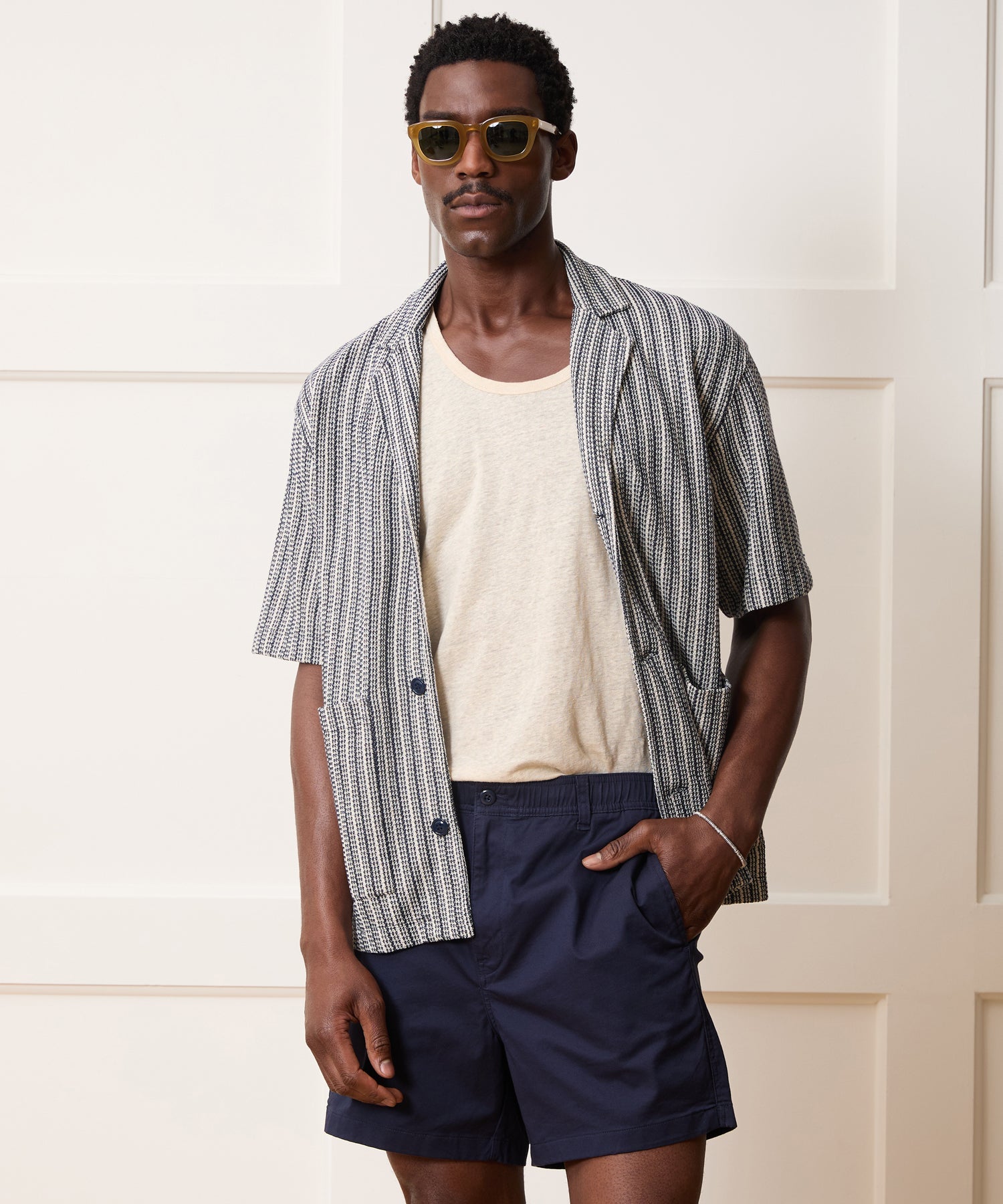 Todd Snyder Cabana Shirt in Navy Stripe Stripe Navy Stripe