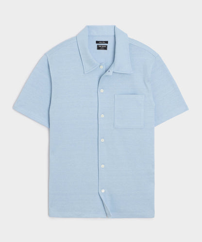 Todd Snyder Italian Linen-Cotton Knit Shirt in Morning Tide Morning Tide