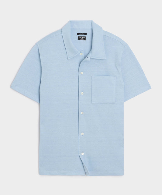 Todd Snyder Italian Linen-Cotton Knit Shirt in Morning Tide Morning Tide