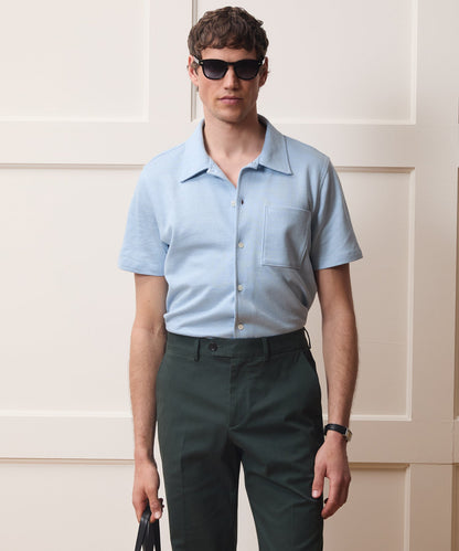 Todd Snyder Italian Linen-Cotton Knit Shirt in Morning Tide Morning Tide
