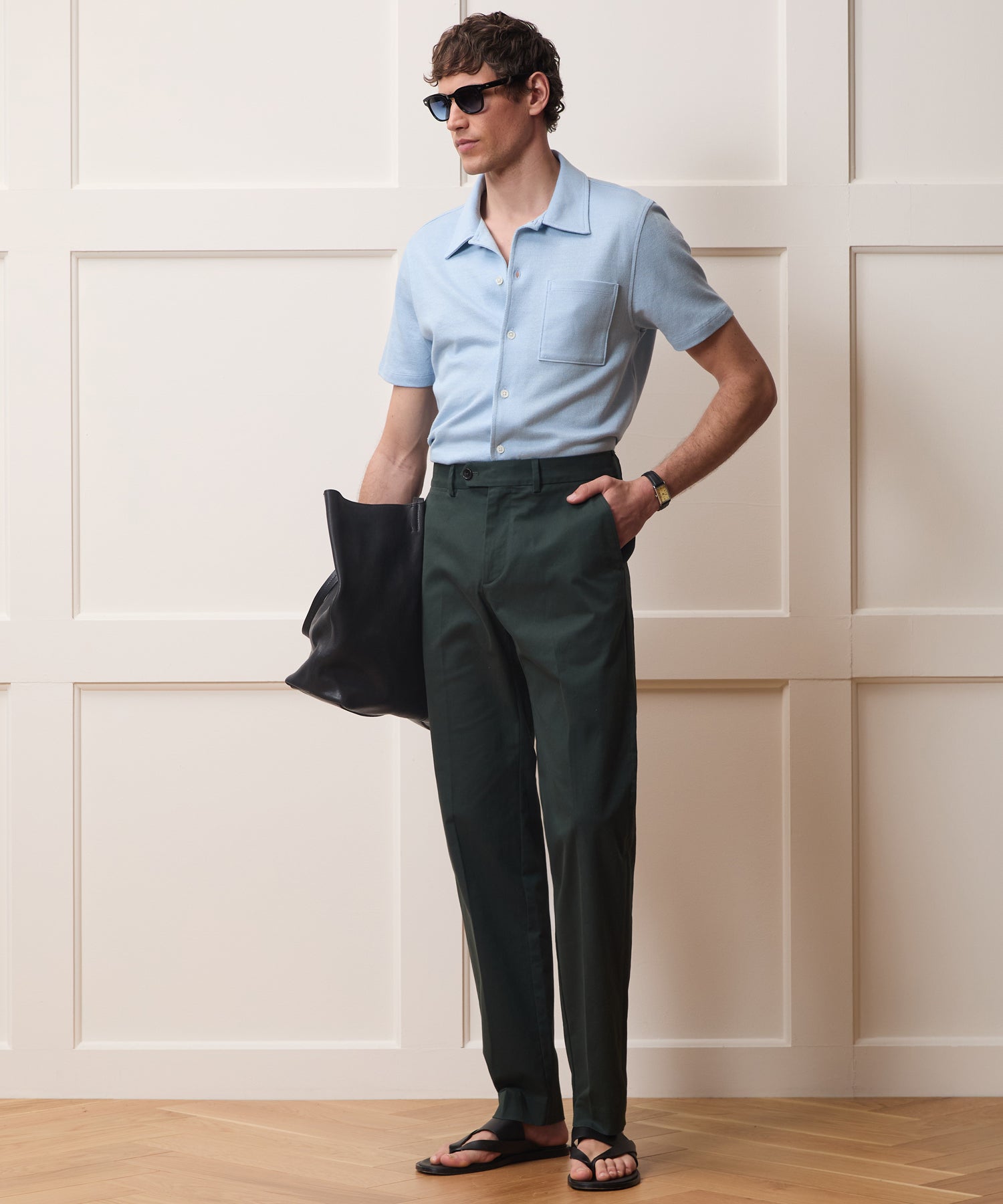 Todd Snyder Italian Linen-Cotton Knit Shirt in Morning Tide Morning Tide