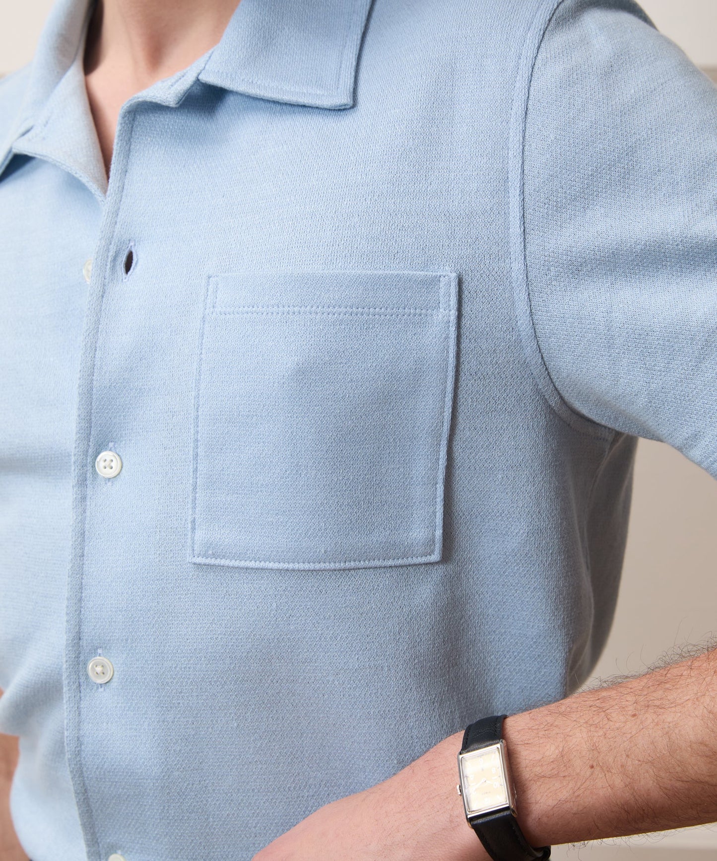 Todd Snyder Italian Linen-Cotton Knit Shirt in Morning Tide Morning Tide
