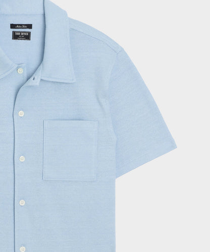 Todd Snyder Italian Linen-Cotton Knit Shirt in Morning Tide Morning Tide