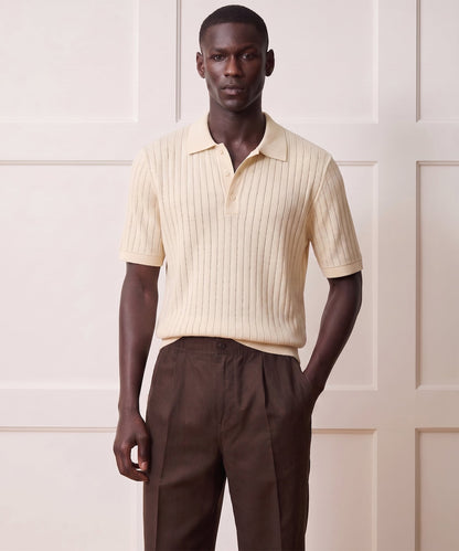 Todd Snyder Hemingway Polo in Chalk Mark Chalk Mark