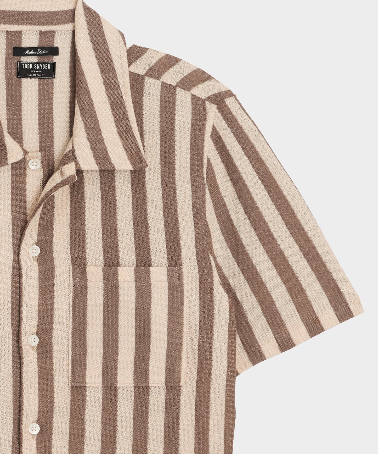 Todd Snyder Linen-Cotton Knit Shirt in Tan Stripe Tan
